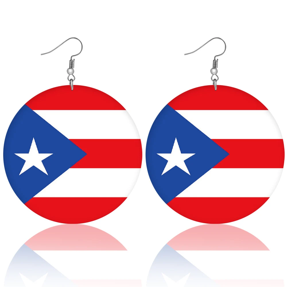 Деревянные серьги с изображением флагов страны Африки и Америки Висячие висячие