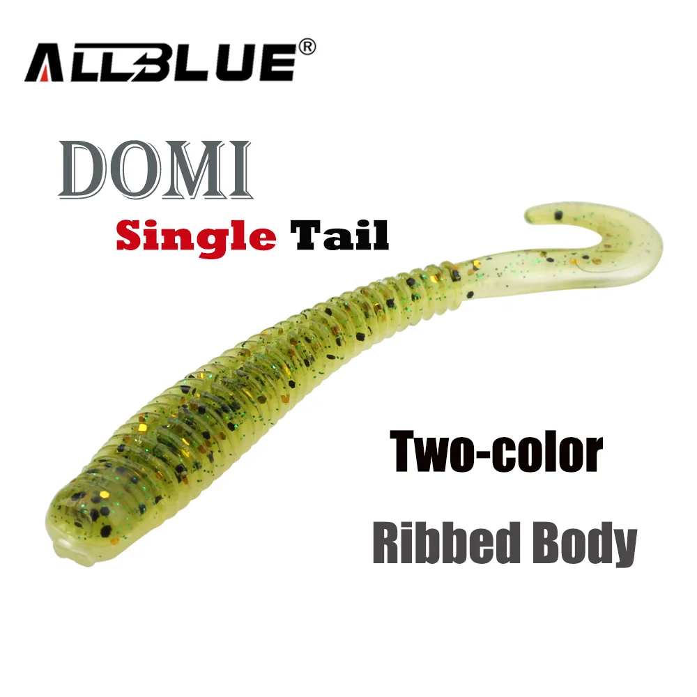 ALLBLUE DOMI одинарная Мягкая приманка с хвостом 2 г/80 мм 8 шт./партия Червячные грубы силиконовая приманка isca Искусственный бас снасти