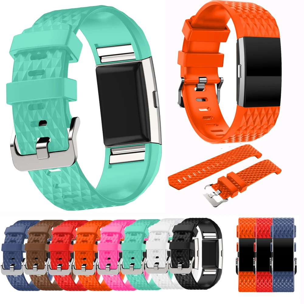 Алмазный спортивный силиконовый ремешок для Fitbit Charge 2 frontier/classic сменный браслет