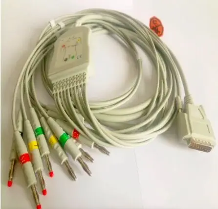 Compatible For Nihon Kohden ECG-1250,ECG-1350 ECG EKG Cable with leadwires R10 leads Medical ECG Cable 4.0 Banana End AHA,TPU