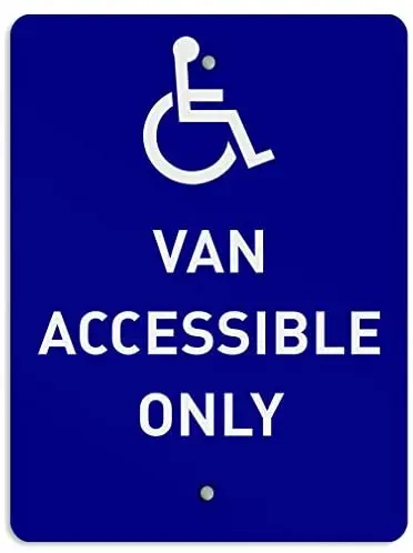 

LZATPD SLALL Van Accessible Only Parking Blue Handicap Retro Street Sign Car Motorcycle Garage Decoration Supplies12 X 8 Inch