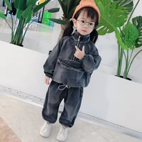 boutique fashion girl clothes long sleeve autumn girl clothes cowboy 2 piece set unisex ropa de baby nino childrens sets be50dd