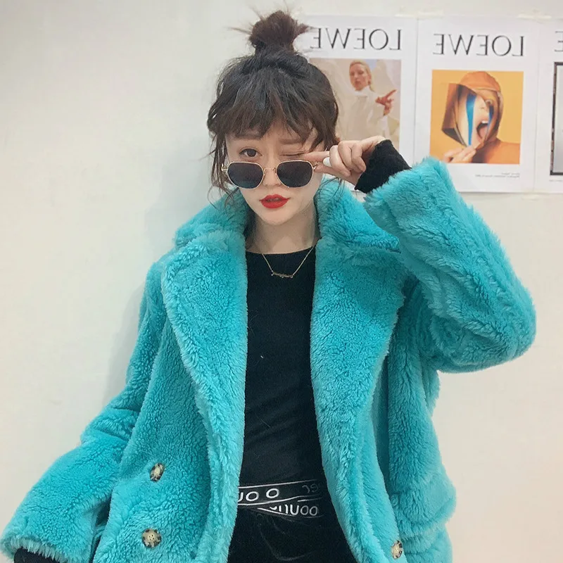 Новинка зимнее пальто из 2019 шерсти Женское с v-образным вырезом и длинным рукавом