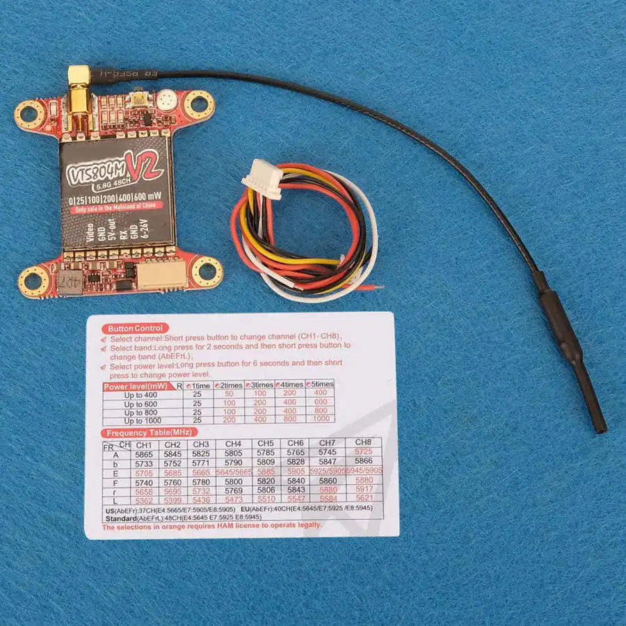 VT5804M V2 передатчиком изображения 5 8G 40CH RC FPV Дрон часть видео передатчик 25/100/200/400/600