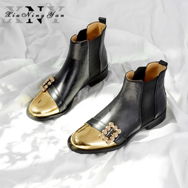 

XIUNINGYAN/женские ботинки из натуральной кожи; черные зимние ботинки «Челси»; женские ботильоны без застежки; Брендовая женская обувь; Chaussure Bottes