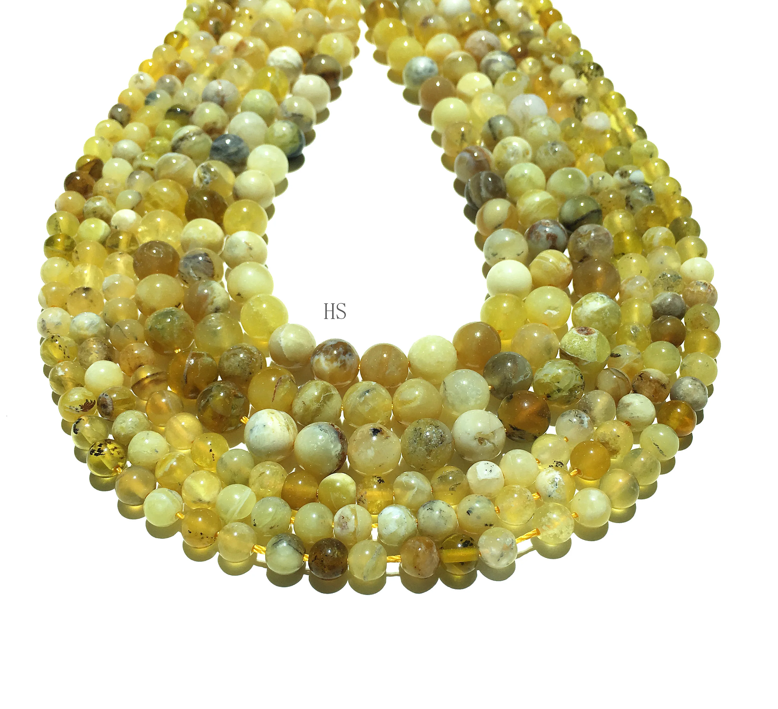 

Factory Price Natural Yellow opal Smooth Round Beads Healing Stone Charm Gem Jewelry Making Fashion DIY Bracelet 6 8 10 mm Size