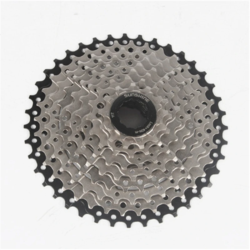 

SUNSHINE Bicycle Freewheel Mountain Bike Silver Black Cassette Free Wheel 9 Speed 11-40T Large Tooth