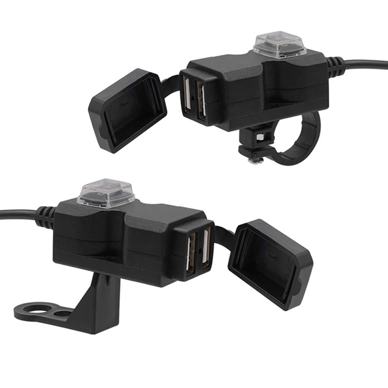 Dual USB 9V-24V Motorcycle Handlebar Charger Socket With Switch &amp Double Mounts Waterproof Motos Equipment Mobility Motocicleta |