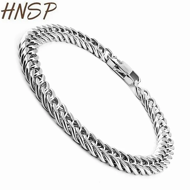 

HNSP Stainless Steel Hand Chains 8MM-14MM Cuba Chain Bracelet For Men Male Gift Wholesale
