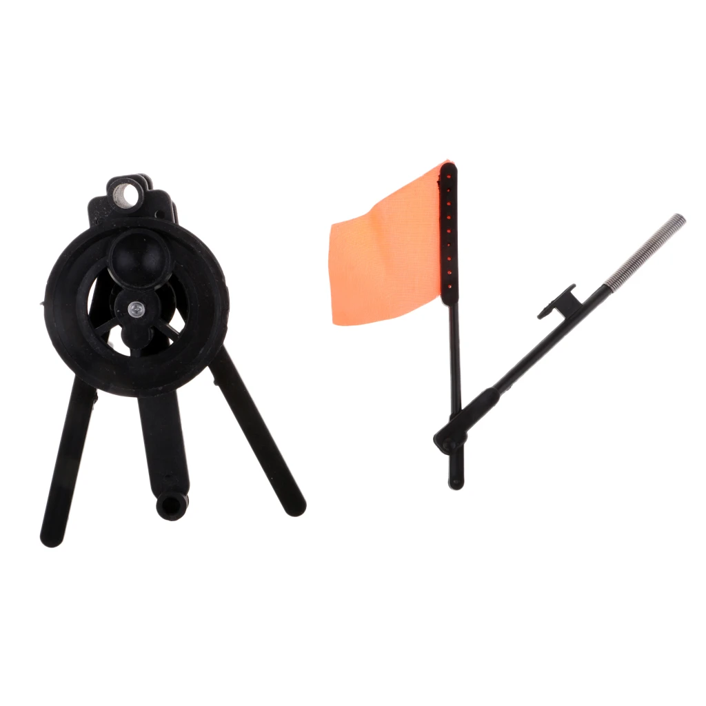 

Prettyia Ice Fishing Tip-Up with Orange Flag Foldable Ice Fishing Rod Pole