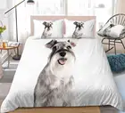 Набор пододеяльников с объемным рисунком собаки, Schnauzer, белый комплект постельного белья для мальчиков и девочек, милый пододеяльник для питомцев, двуспальный комплект из 3 предметов с рисунком животного, Прямая поставка