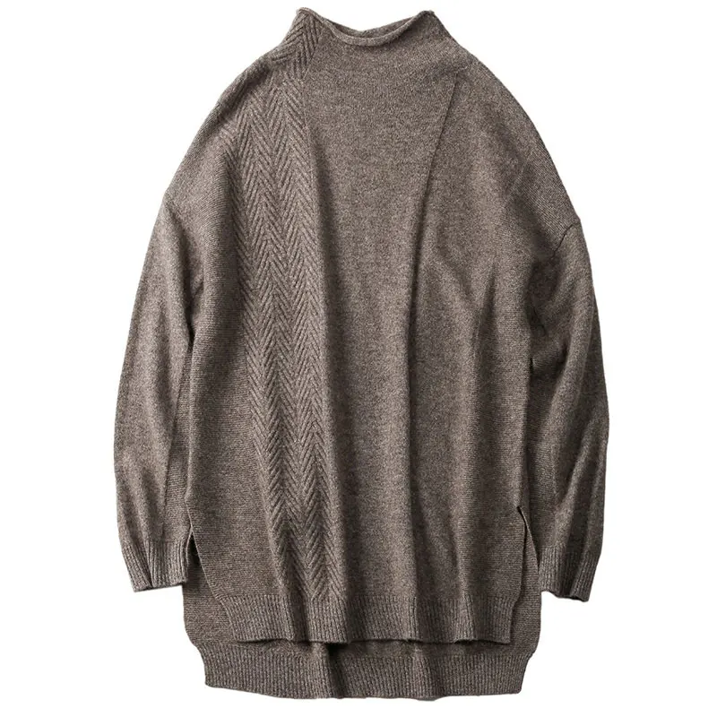 Свитер женский кашемировый вязаный пуловер с высоким воротником Свободный