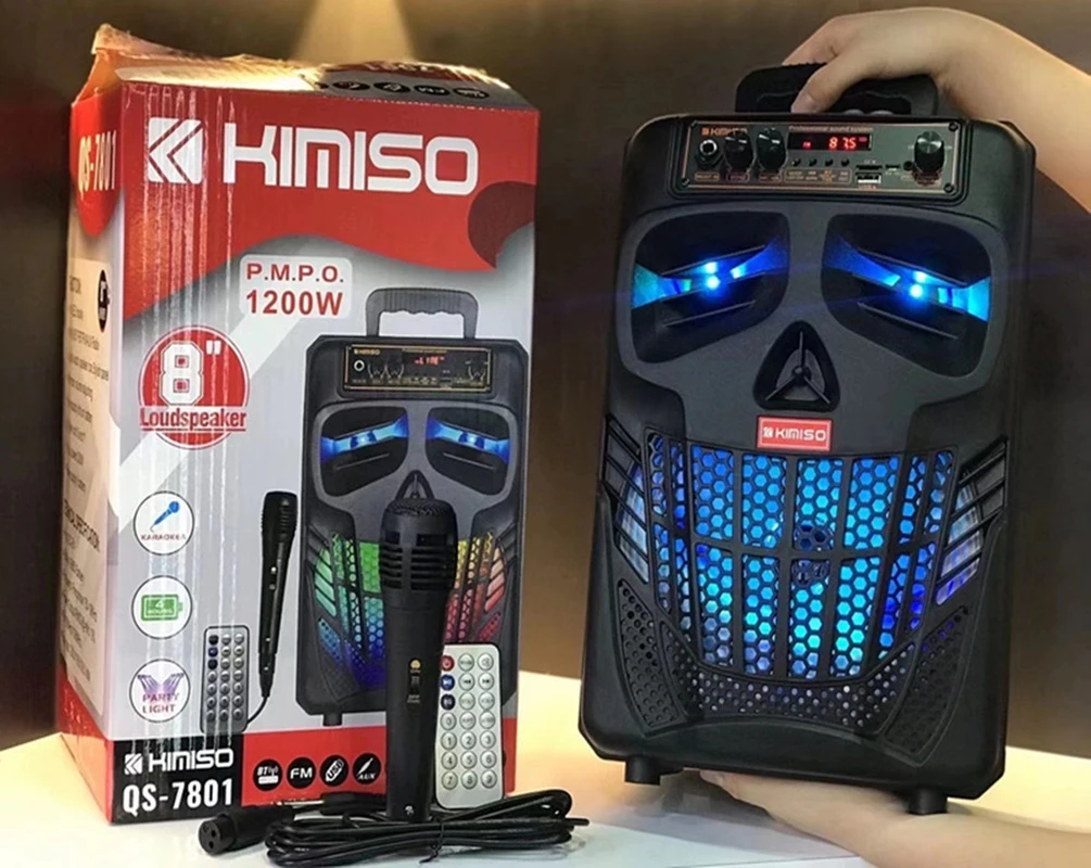 

Portable Trolley Bluetooth Speaker 8 Inch High Power with Microphone Kimiso Outdoor Family Karaoke Music Center Column Bass/FM
