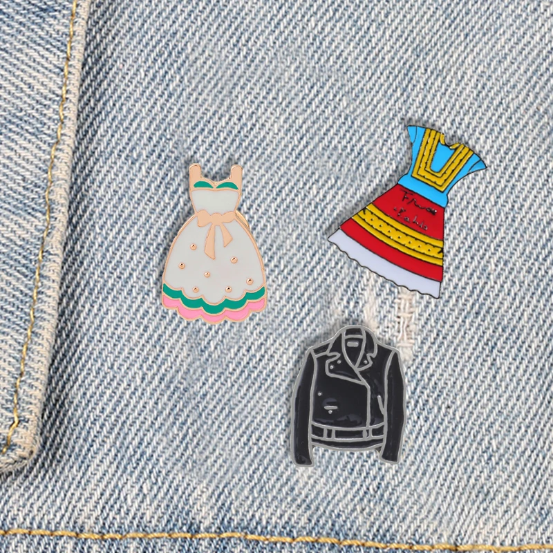 Черная одежда милая эмалированная брошь в форме платья принцессы аксессуары для