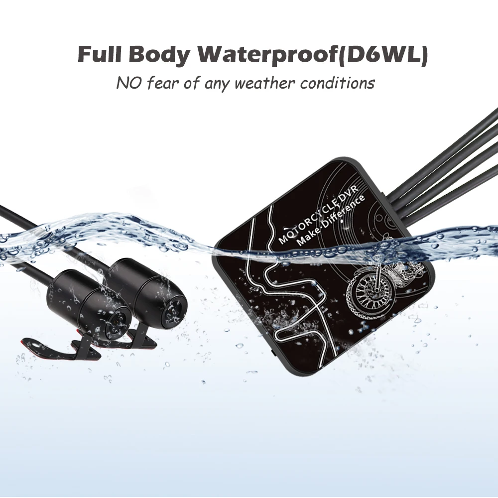 $90.00 SYS VSYS Dual Motorcycle DVR 1080P Action Camera Recorder Front & Rearview Waterproof Motorcycle Dash Cam Black Night Vision Box