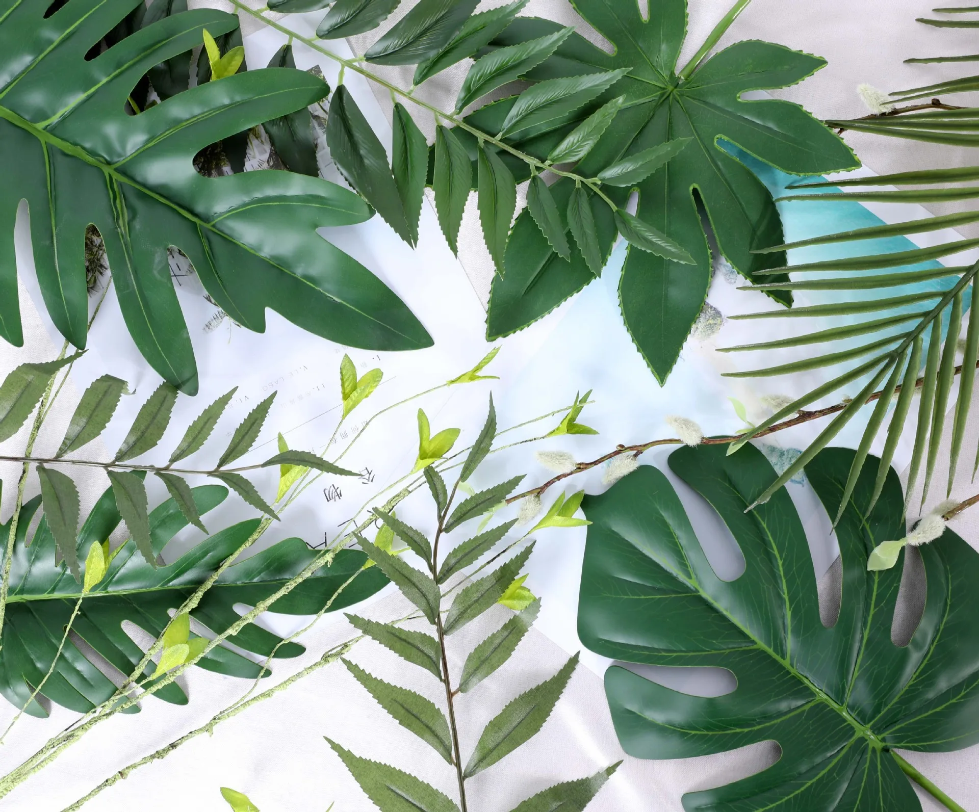 Тропические листья искусственные растения пальмы декоративные настоящие