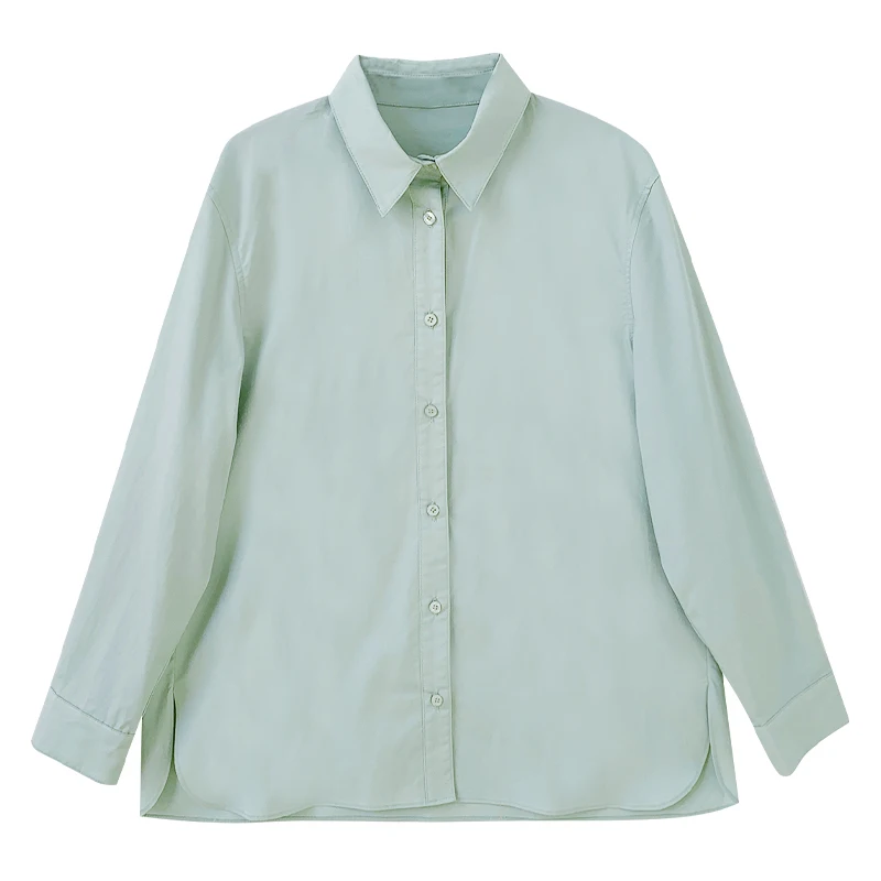 

Lu Xiaotuan's New Vintage Hong Kong Style versatile solid thin shirt in summer 2021