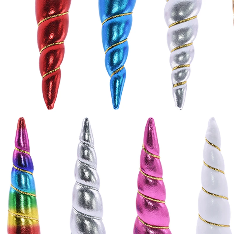 Повязка на голову с рожками единорога для детей 11 цветов выбор 13 х3 см 1/3/6 шт.