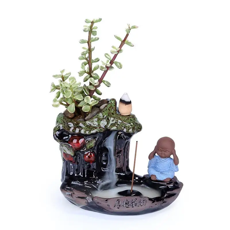 

Chinese Smoke Waterfall Incense Burner High Mountain Green Tree Ceramic Incense Holder Wierook Waterval Home Decor Temple Censer