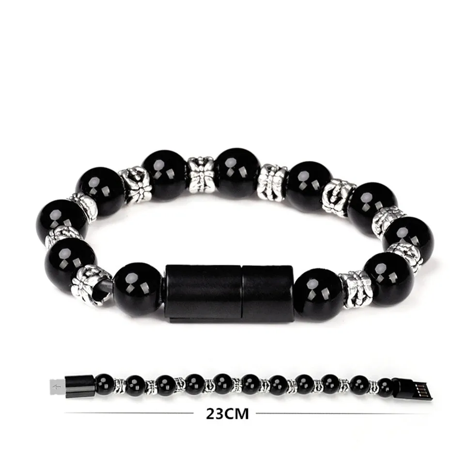 

Bead Pure Color Bracelet USB Cable Universal Mobile Phone ipad Charger For iPhone Micro USB Type C Sync Data Fast Charging Cord