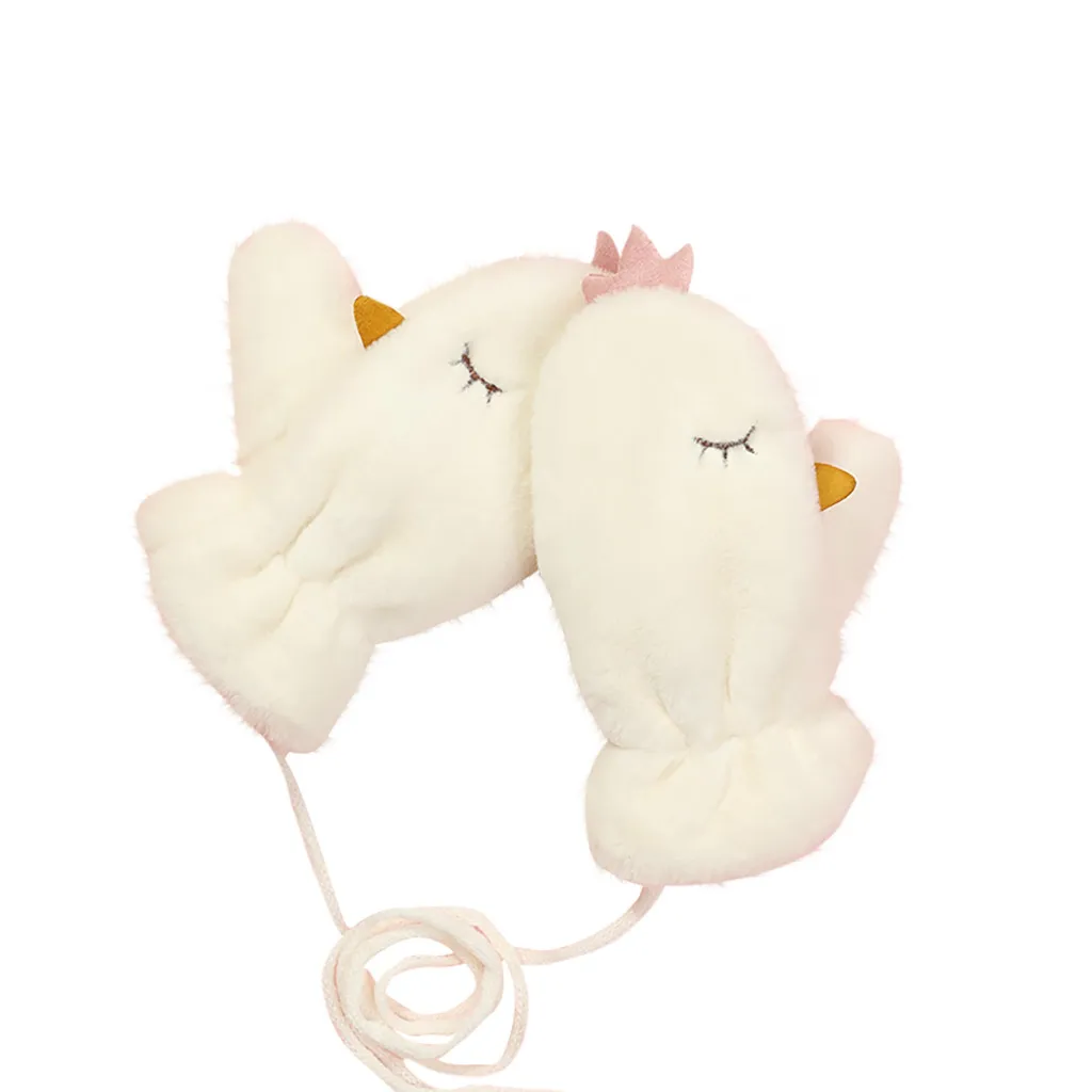 Зимние теплые перчатки для девочек новые женские вязаные варежки с подвесным