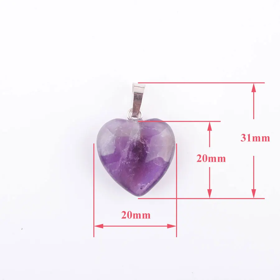 

WOJIAER Natural Amethyst Gem Stone Bead Heart Silver Plated Reiki Chakra Pendant PN3437