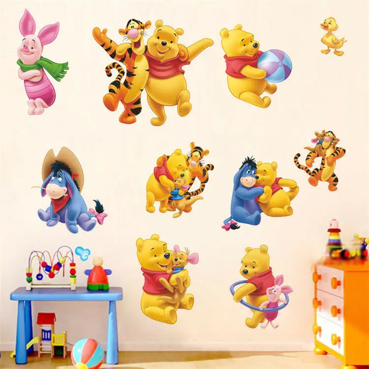 Детские наклейки на стену с изображением пуха медведя тигра Винни Пуха съемные