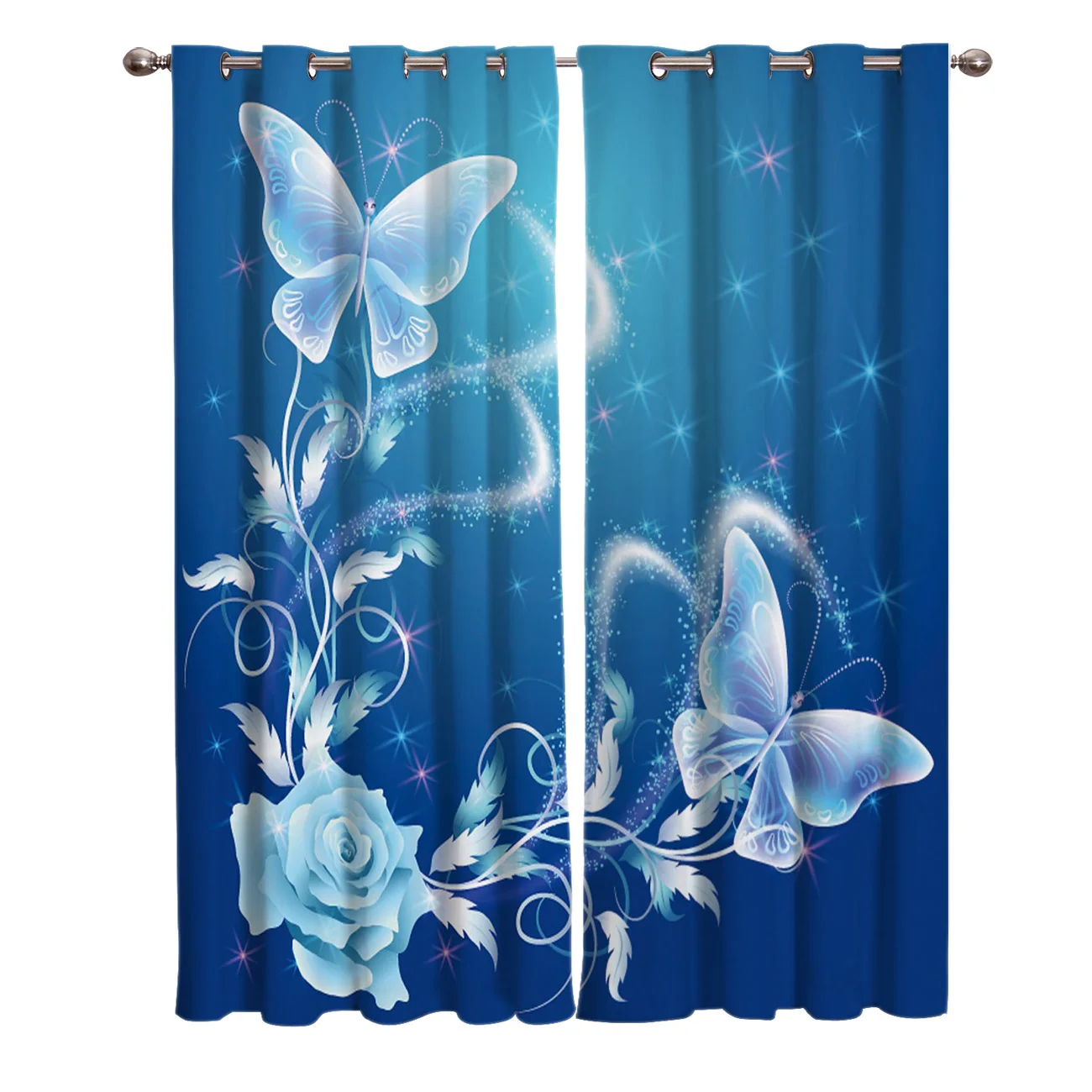 Обувь с украшениями в виде цветков и бабочек голубого фиолетового довольно