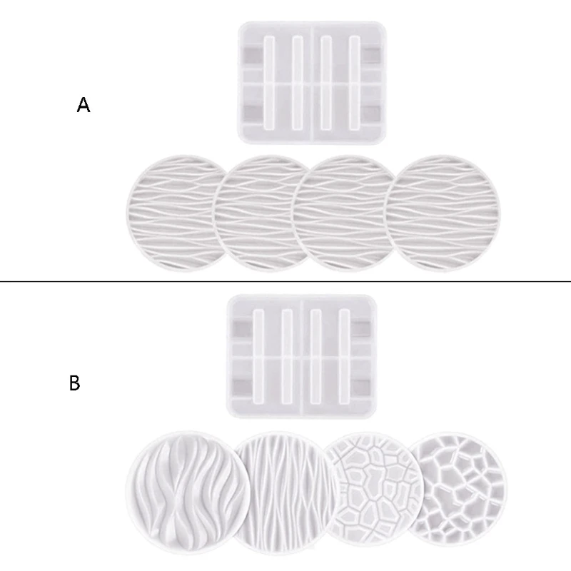 

5PCS/Set Coaster Resin Moulds Set Coaster Epoxy Mould Sequins and Dried Flowers for DIY Casting Coaster Cup Mat Making