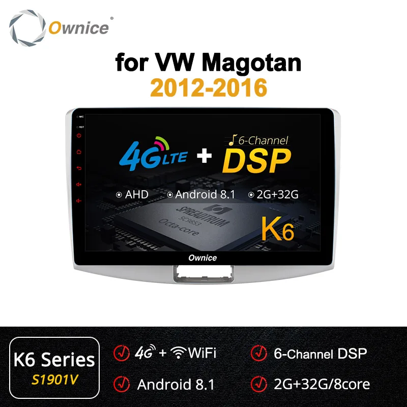 S1901 K6 Ownice 8 ядерный Android 9,0 автомобильный Радио плеер gps k3 k5 k6 для Volkswagen CC Magotan Passat b7 2012 2013 DSP SPDIF - Цвет: S1901 K6