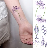 purple lavender cute child arm environmental waterproof temporary tattoo sticker hand back body art flash fake tatto woman