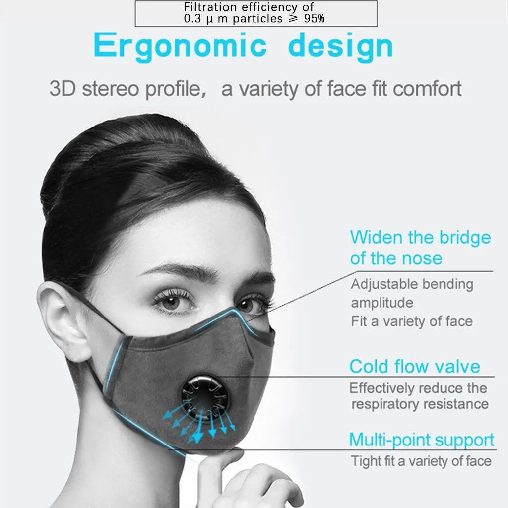 

Air Purifying Washable Cotton 3D Mouth Mask Anti-Dust Pollution Mascarilla Outdoor Reusable Earloop Face Masks Black Red