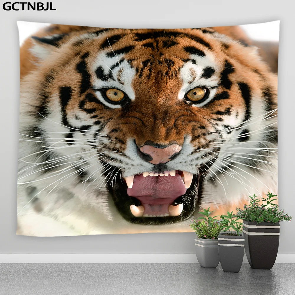 Гобелен в виде слона тигра Льва жирафа гобелен леопард волк дикие животные фон