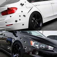 car styling 3d decals emblem symbol creative personalized stickers fake bullet hole gun shots funny car helmet stickers