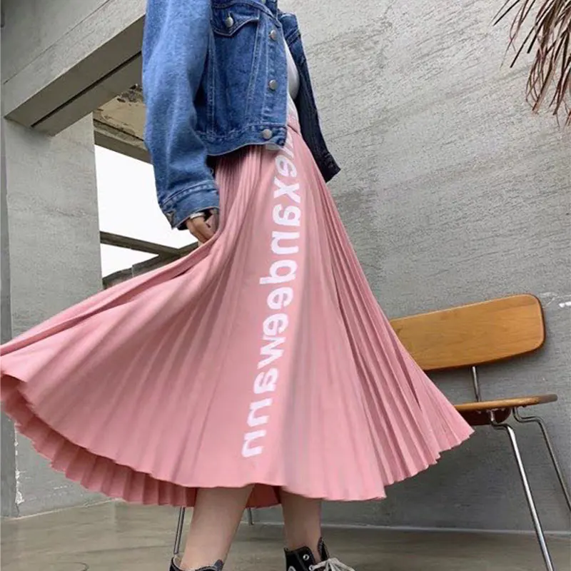 

Big name summer satin 3D printing ladies high waist pleated puff skirt 2021New ladies fashion high quality all-match puff skirt