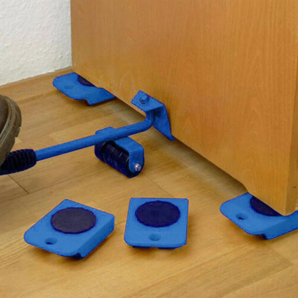 

5PCS Furniture Moving Tool With Moving Device Heavy Loader Moving Pad Plastic For Moving Or Heavy Load Use Blue Transport Lifter