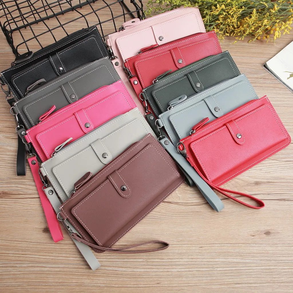 Женские кошельки модный тренд Одноцветный Кожаный клатч маленький