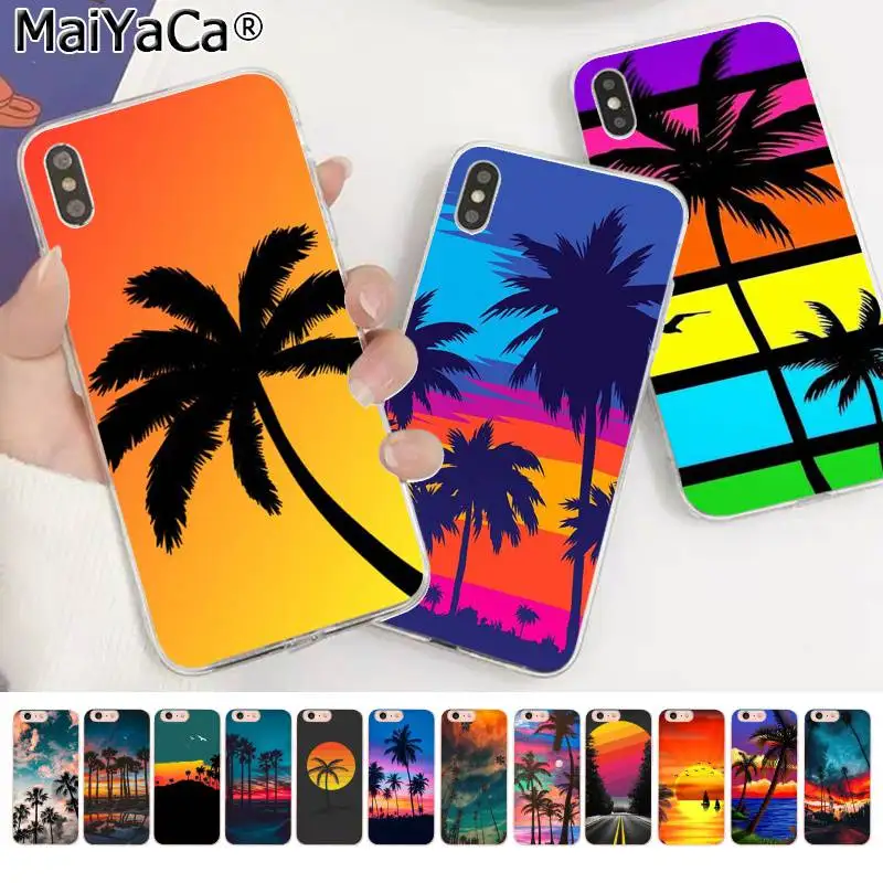 

MaiYaCa Beach landscape coconut palm trees after colorful sunset Phone Case for iphone SE 2020 11pro 8 7 66S Plus X XS MAX 5S XR