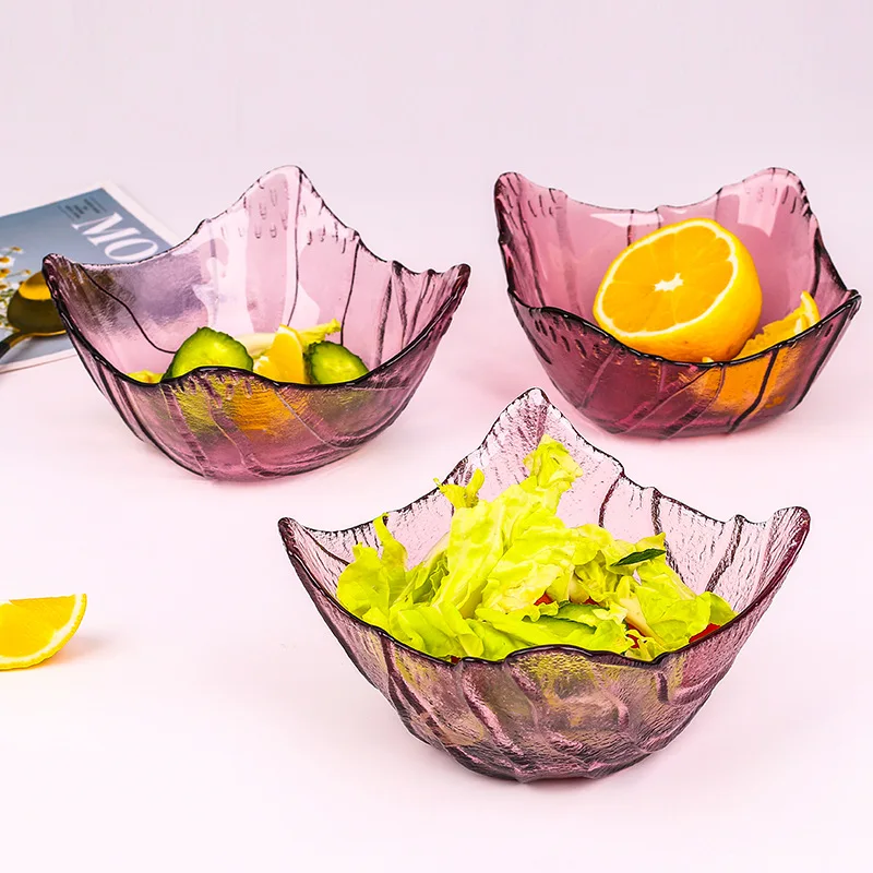

Стеклянная квадратная большая стеклянная миска из лая фиолетовая Салатница ассиметричная Салатница тарелки для салата креативная миска д...