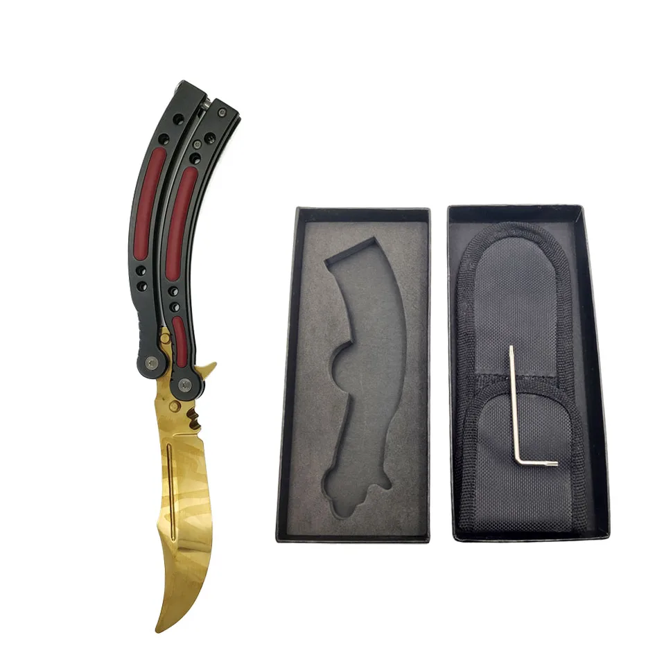 Tiger Tooth Swayboo CS GO керамбит складной нож бабочка отвертка бабочка в ящик для ножей тренировочный футляр для ножей инструмент для практики без края - Цвет: Tiger Tooth