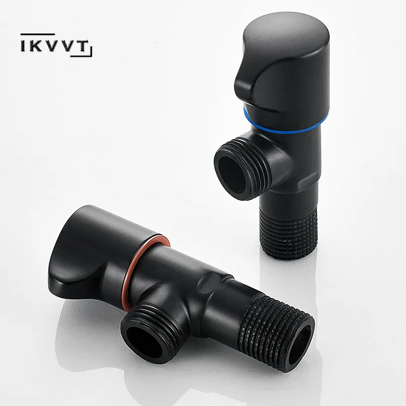 

Bathroom Angle Filling Valve Faucets Black Stainless Steel Kitchen Cold Hot Mixer Tap Accessories Standard G1/2 Threaded