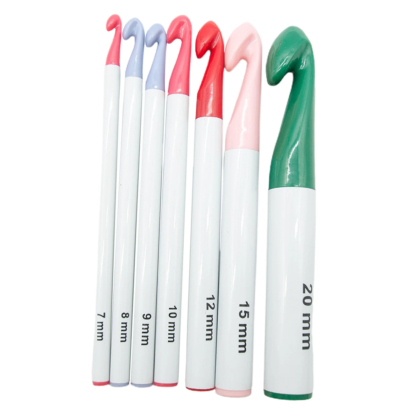 7 шт. крючки для вязания различные размеры (7-20 мм) эргономичная пластиковая ручка