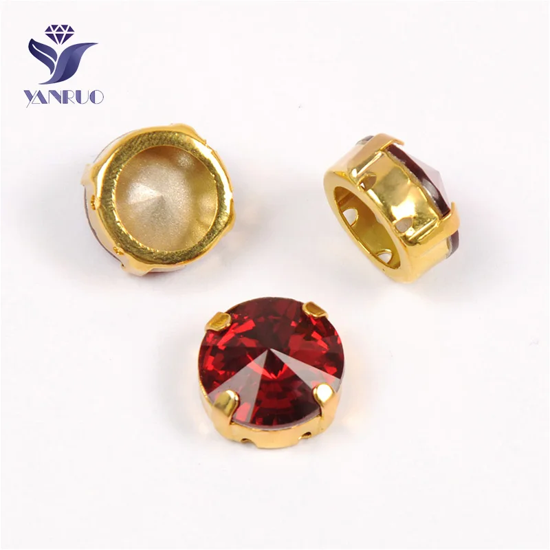 Light Siam Yanruo 1122 стакан Rivoli Strass хрустальные маскарадные камни металлическая установка DIY заостренный назад пришить стразы для поделок - Цвет: Light Siam