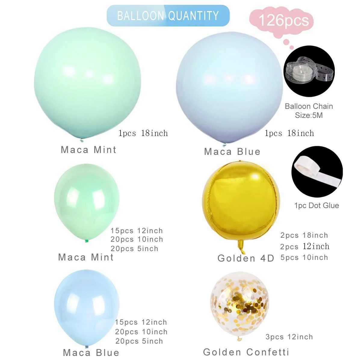 126 шт./компл. Macaroon синие воздушные шары цепочка латексные АРОКА Свадьба Baby Shower