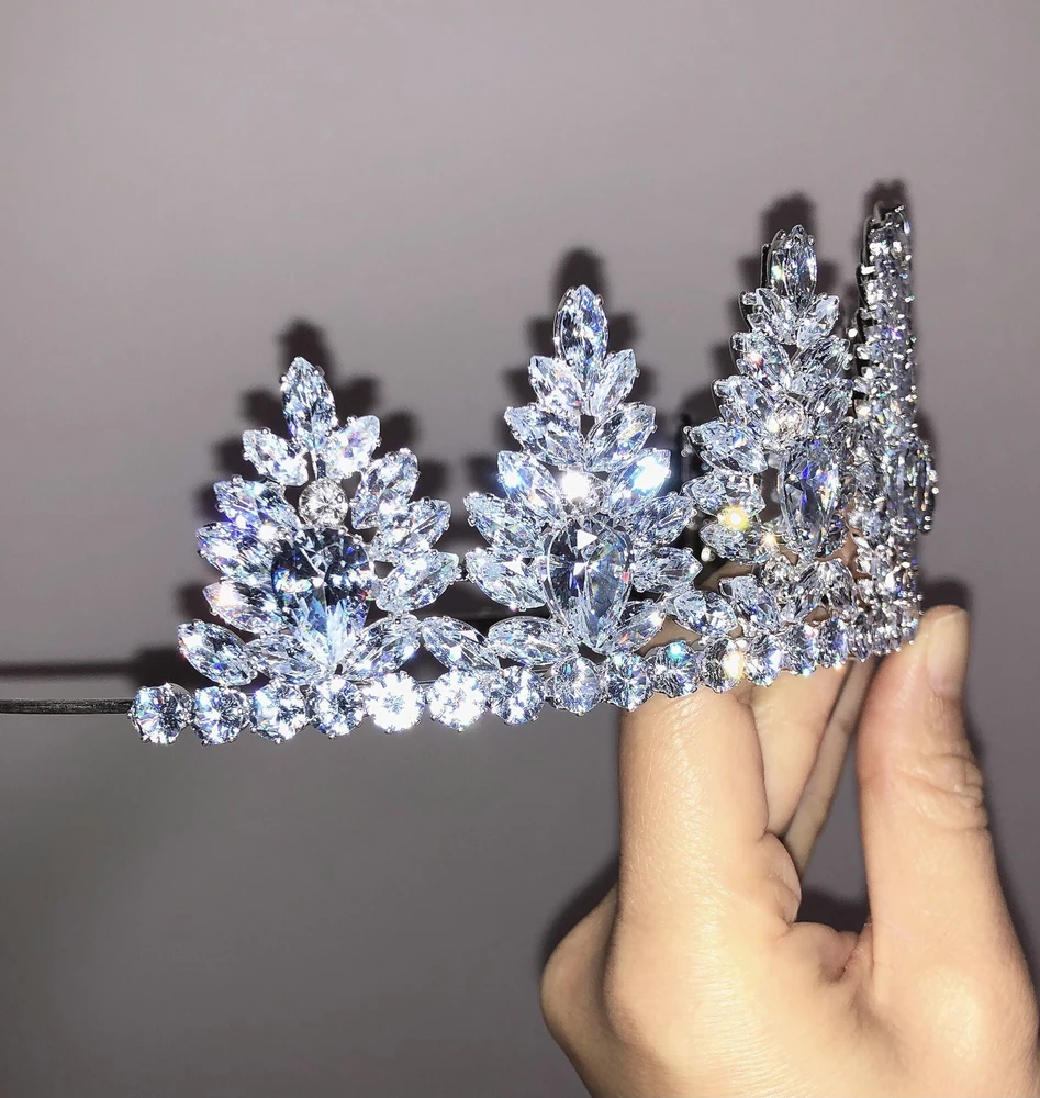 Свадебная тиара корона принцессы из страз бижутерия коронки AAA кубический циркон