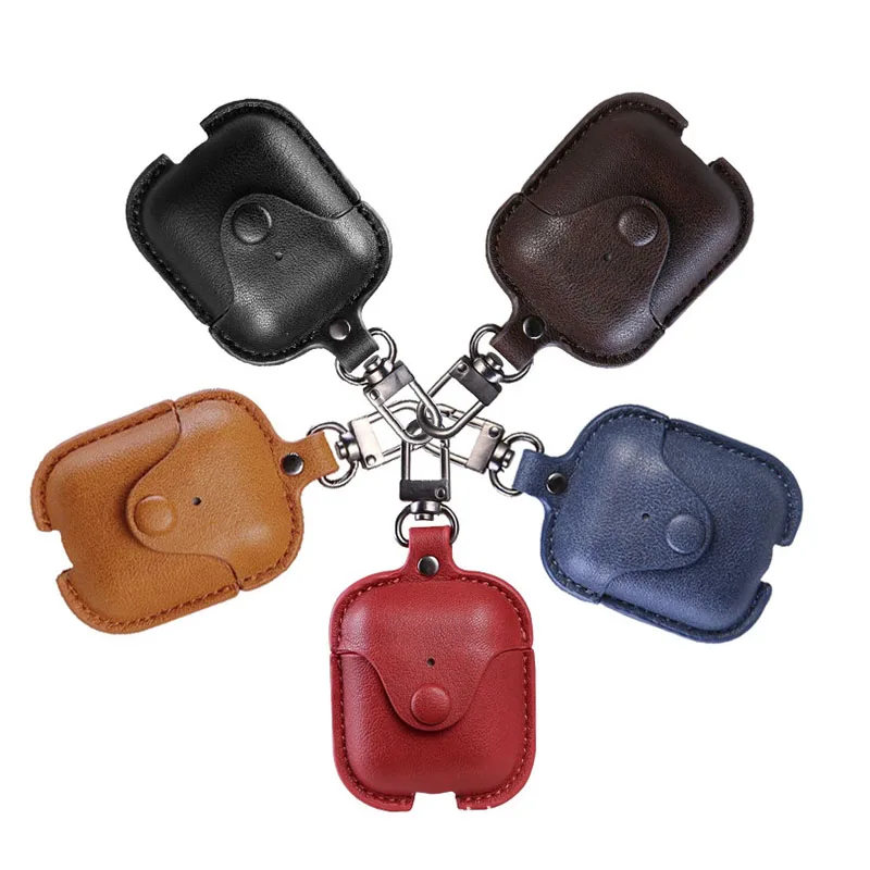 Для AirPods кожаный чехол Bluetooth беспроводные наушники защитный с крючком анти осень