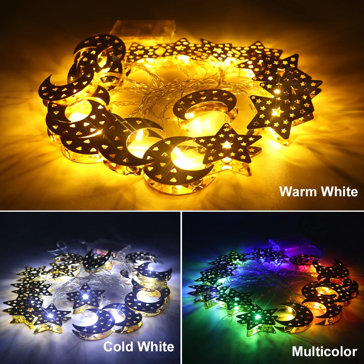 

10/20 светодиодный Светодиодный светильник с Луной и звездой, струна, ИД Мубарак, украшения на Рамадан для дома, Hajj Ramadan Kareem Eid Al Adha, Исламские мусульманские подарки