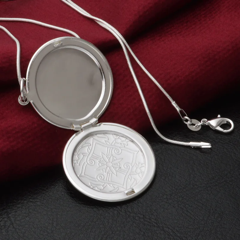 Женский круглый медальон из серебра 925 пробы|gifts for women|photo locket necklacelocket necklace |
