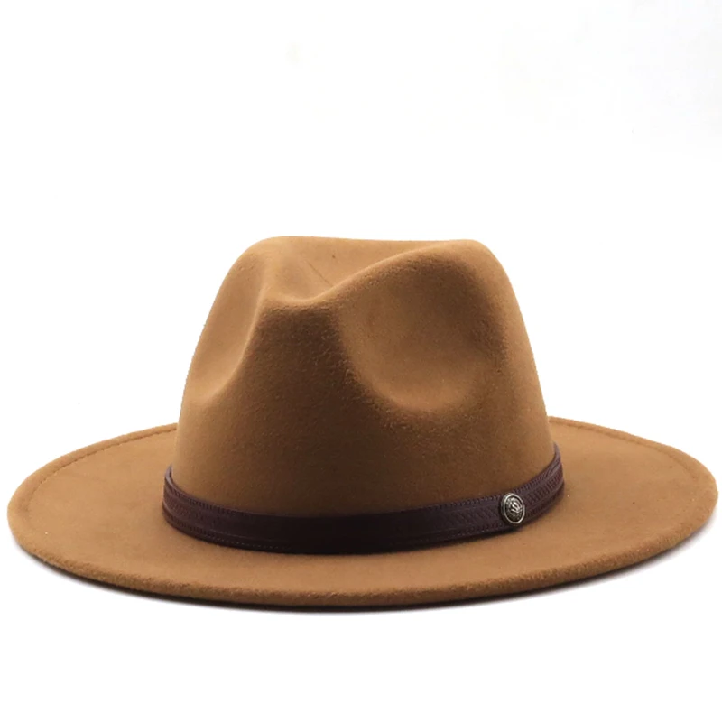 

New Classic British Fedora Hat Men Women Imitation Woolen Winter Felt Hats Fashion Jazz Hat Chapeau Wholesale