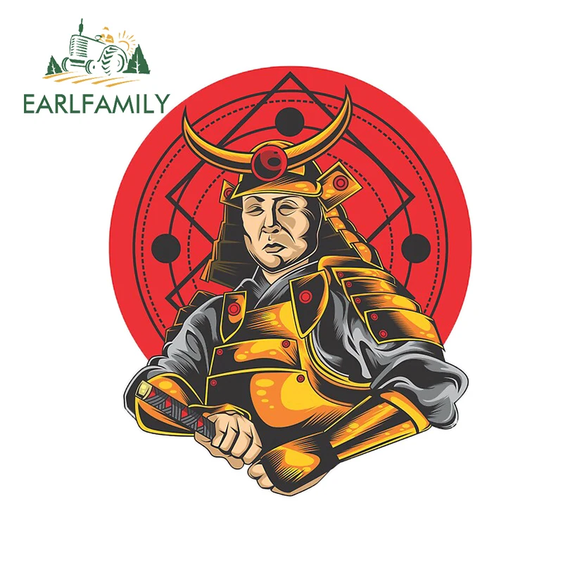 EARLFAMILY 13cm x 11cm Samurai Car Sticker for Laptop Luggage Skateboard Waterproof Cartoon Decal JDM Car Styling Accessories